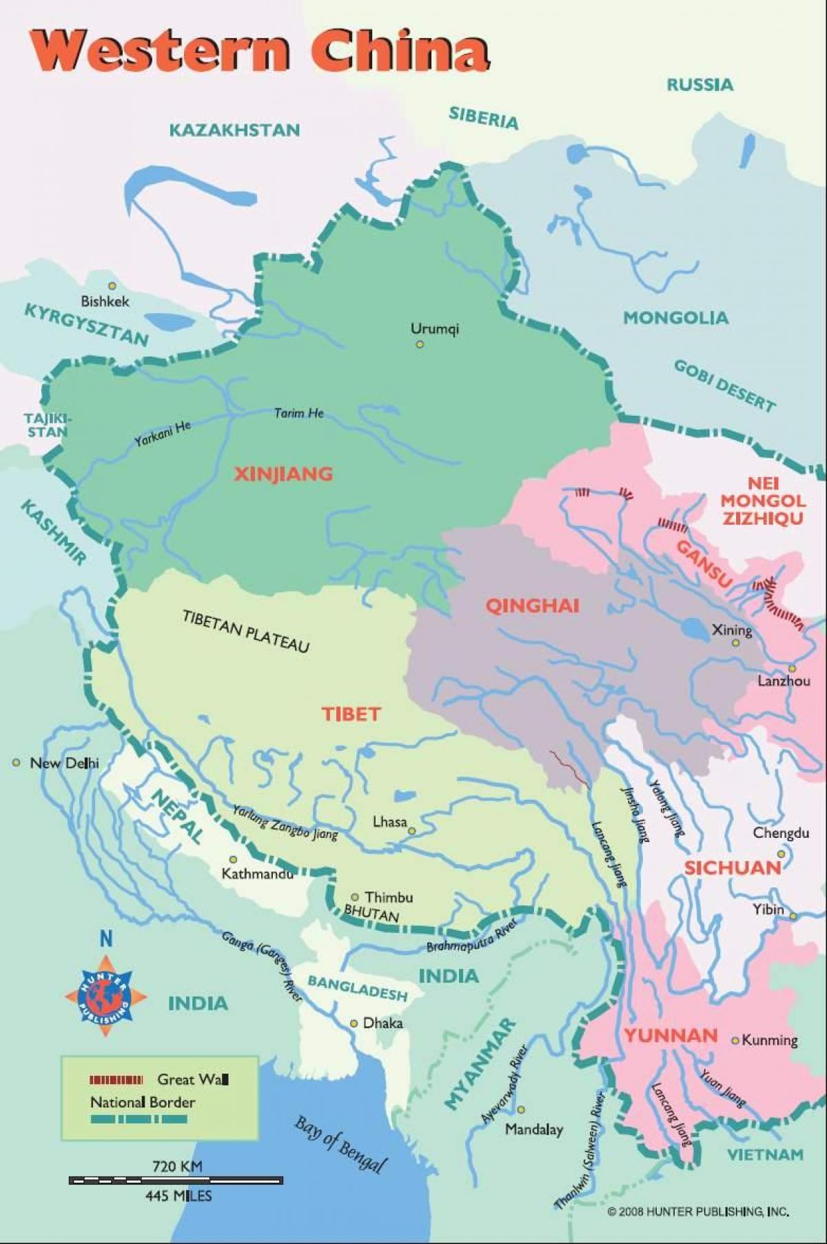 mapa zapadna Kina