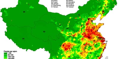 Stanovništva distribuciju mapu Kine